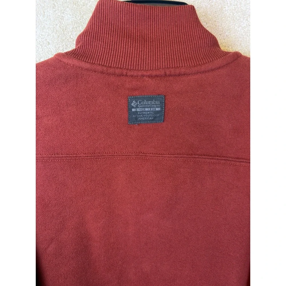 Columbia Full Zip Fleece‎ Jacket Mens Medium Red Mock Neck Sweatshirt AM2577